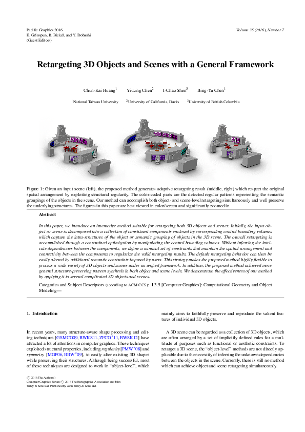 (PDF) Retargeting 3D Objects and Scenes with a General Framework