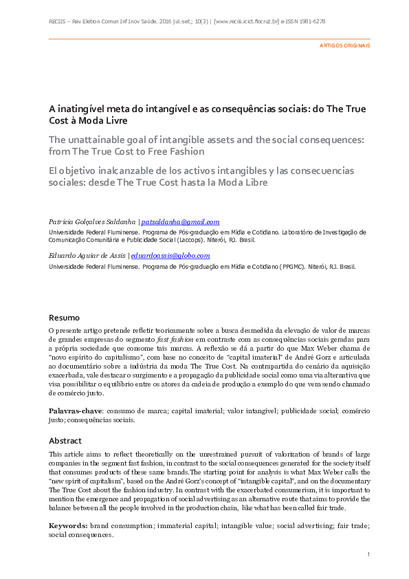 (PDF) A inatingível meta do intangível e as consequências sociais: do ...