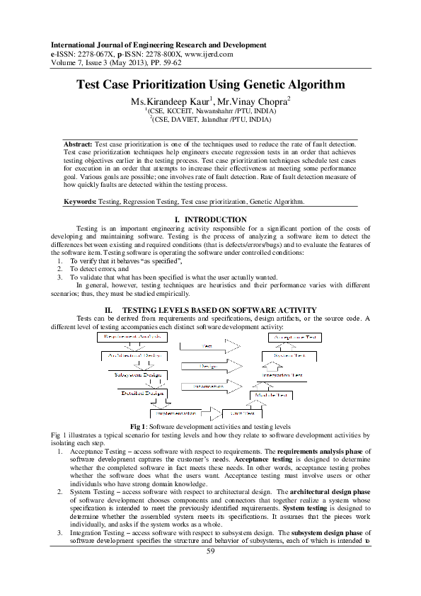(PDF) Test Case Prioritization Using Genetic Algorithm Ms