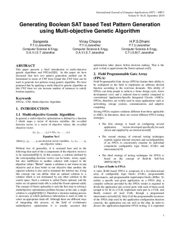 (PDF) Generating Boolean SAT based Test Pattern Generation using Multi ...