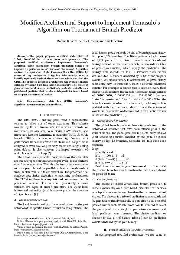 (PDF) Modified Architectural Support to Implement Tomasulo’s Algorithm ...