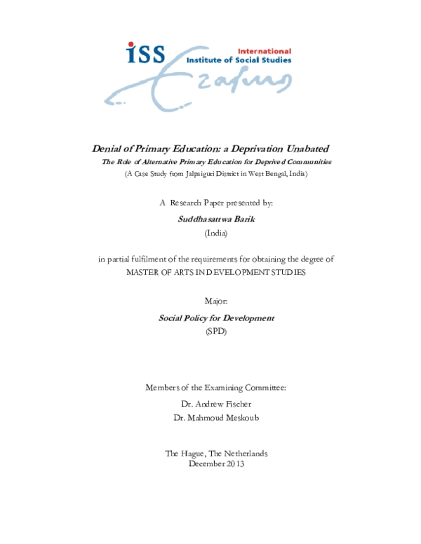 (PDF) Denial of Primary Education: a Deprivation Unabated