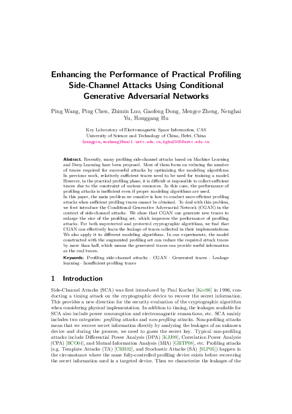 (PDF) Enhancing the Performance of Practical Profiling Side-Channel ...
