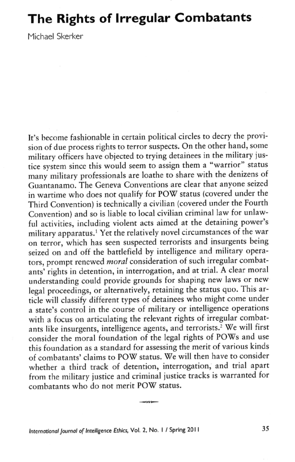 (PDF) The Rights of Irregular Combatants