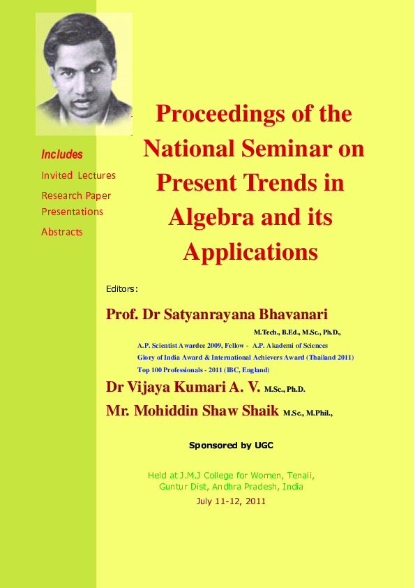 PDF) Proceedings of the National Seminar on present Trends