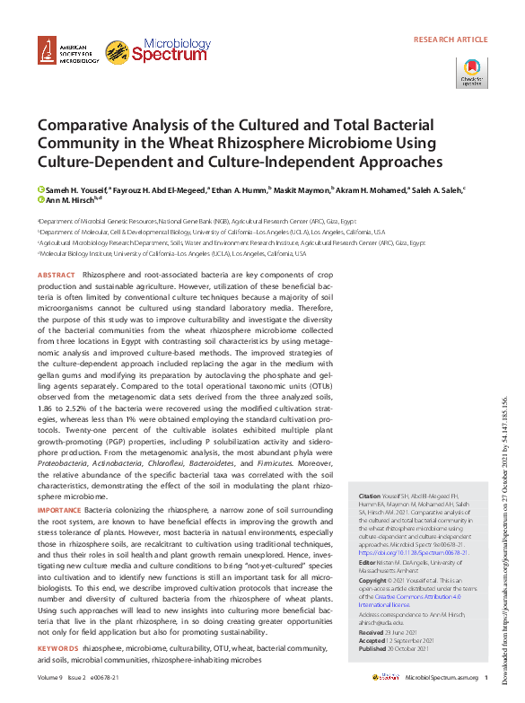 (PDF) Comparative Analysis of the Cultured and Total Bacterial ...
