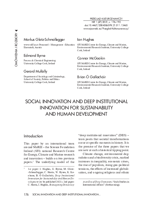 (PDF) Social Innovation and Deep Institutional Innovation for ...