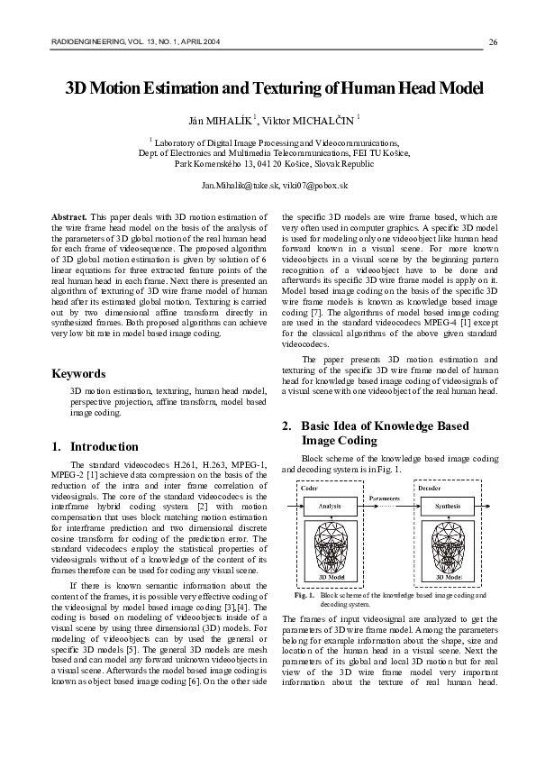 (PDF) Estimation and Texturing of Human Head Model