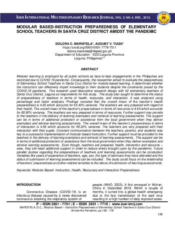 (PDF) MODULAR BASEDINSTRUCTION PREPAREDNESS OF ELEMENTARY SCHOOL