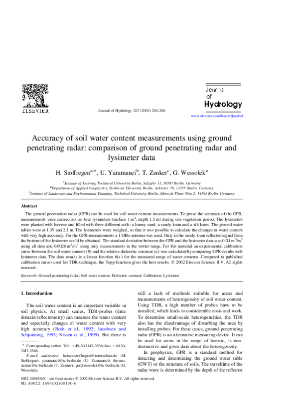 (PDF) Accuracy of soil water content measurements using ground ...