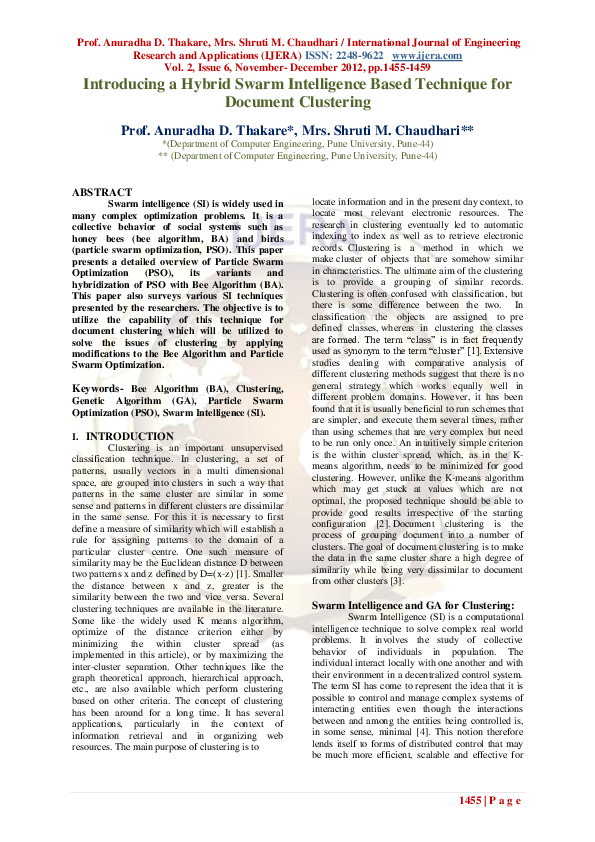 (PDF) Introducing a Hybrid Swarm Intelligence Based Technique for ...