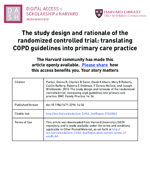(PDF) design and rationale of the randomized controlled trial ...