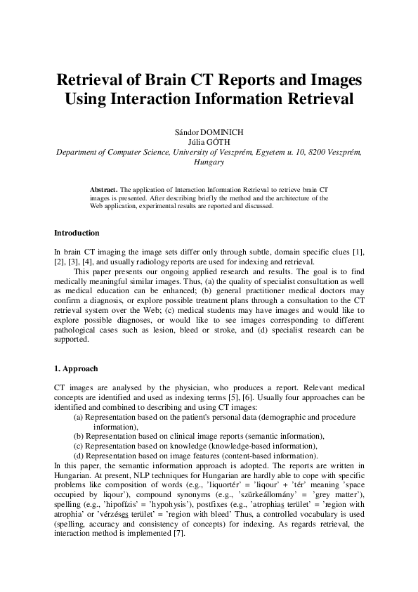 (PDF) Retrieval of brain CT reports and images using interaction ...