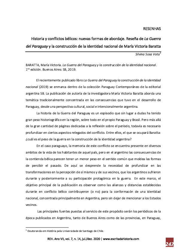 (PDF) Historia y conflictos bélicos nuevas formas de abordaje. Reseña