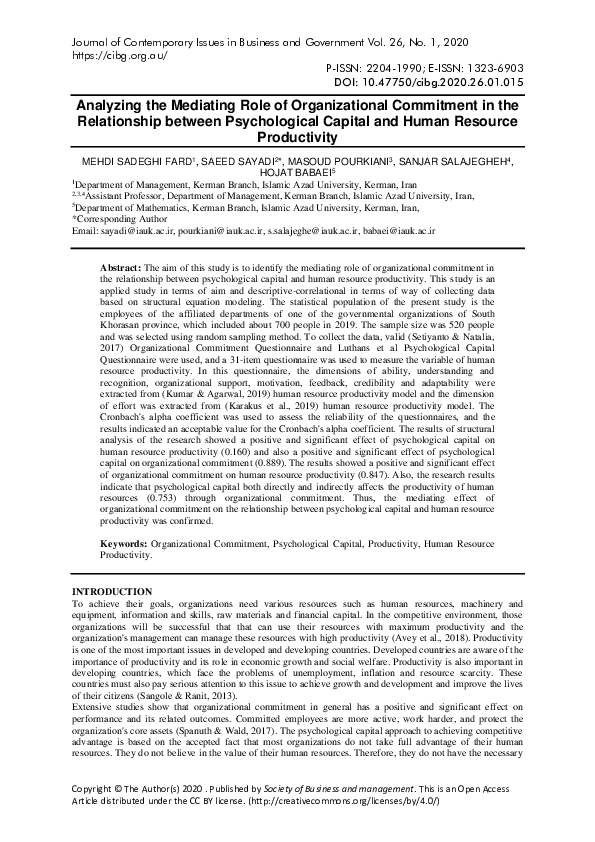 (PDF) Analyzing the Mediating Role of Organizational Commitment in the ...
