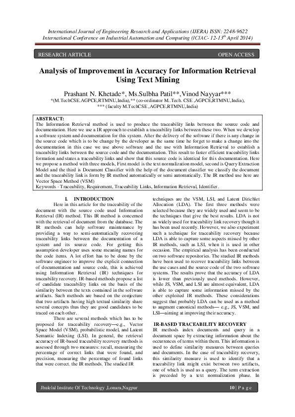 (PDF) Analysis of Improvement in Accuracy for Information Retrieval ...
