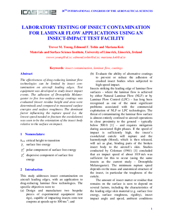 (PDF) Laboratory Testing of Insect Contamination for Laminar Flow ...
