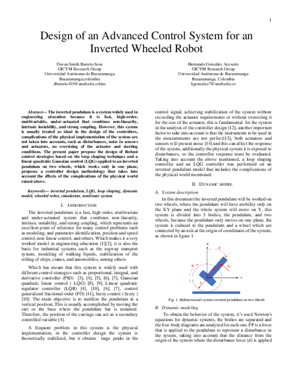 (PDF) Design of an Advanced Control System for an Inverted Wheeled Robot