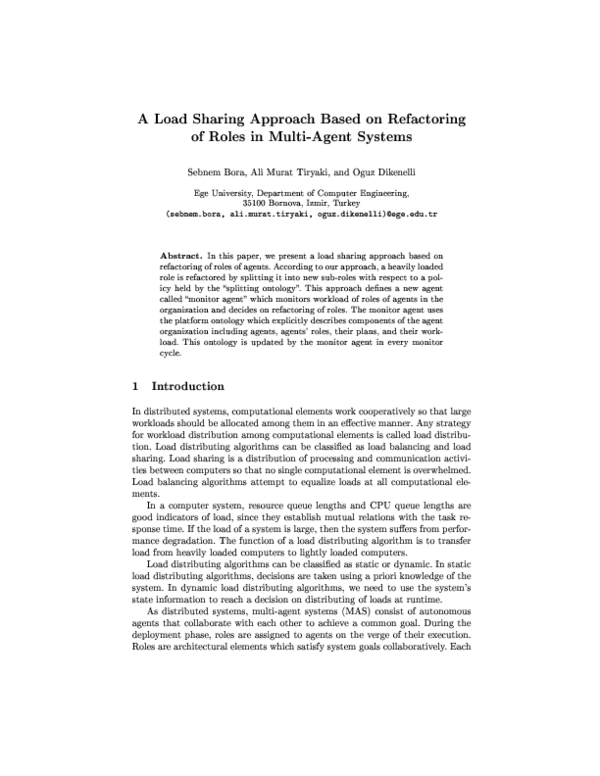 (PDF) A Load Sharing Approach Based on Refactoring of Roles in Multi ...
