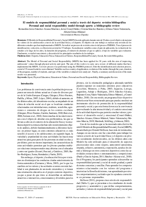 Pdf El Modelo De Responsabilidad Personal Y Social A Través Del