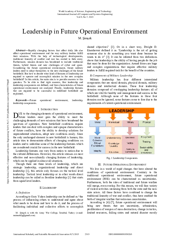 (PDF) Leadership in Future Operational Environment
