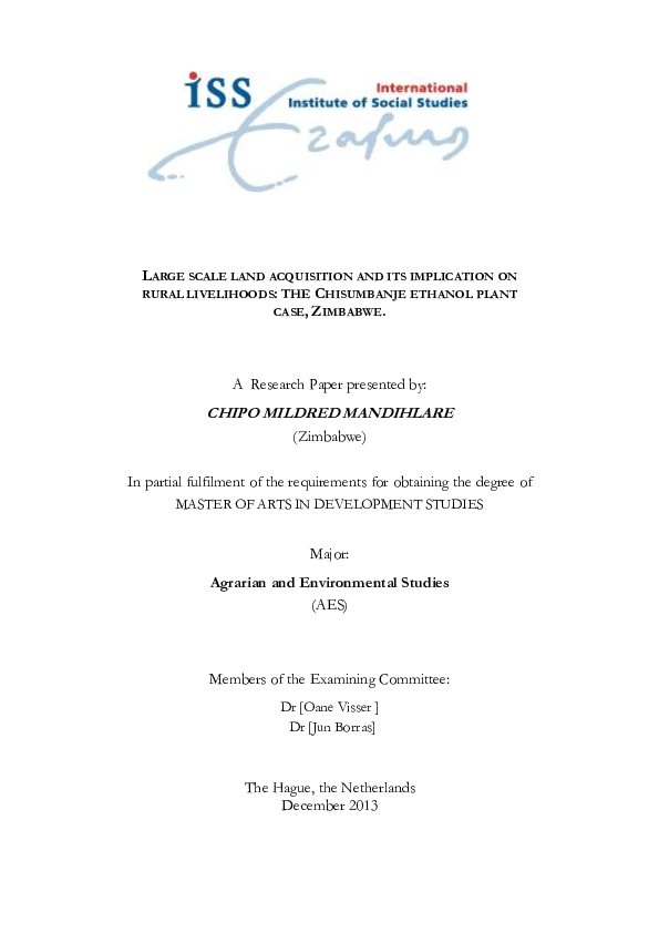 (PDF) Large Scale Land Acquisition and Its Implication on Rural ...