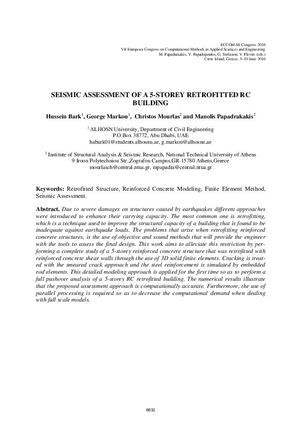 (PDF) Seismic Assessment of a 5-STOREY Retrofitted RC Building