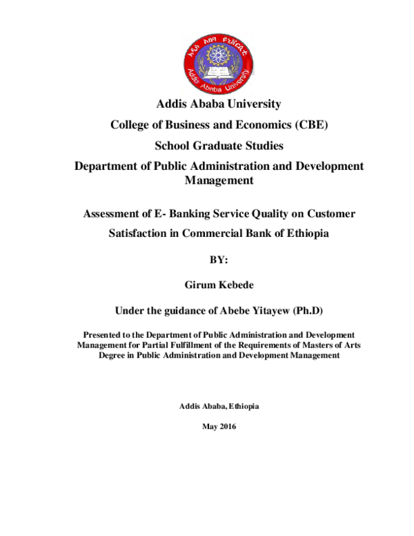  PDF Assessment Of E Banking Service Quality On Customer Satisfaction In Commercial Bank Of 