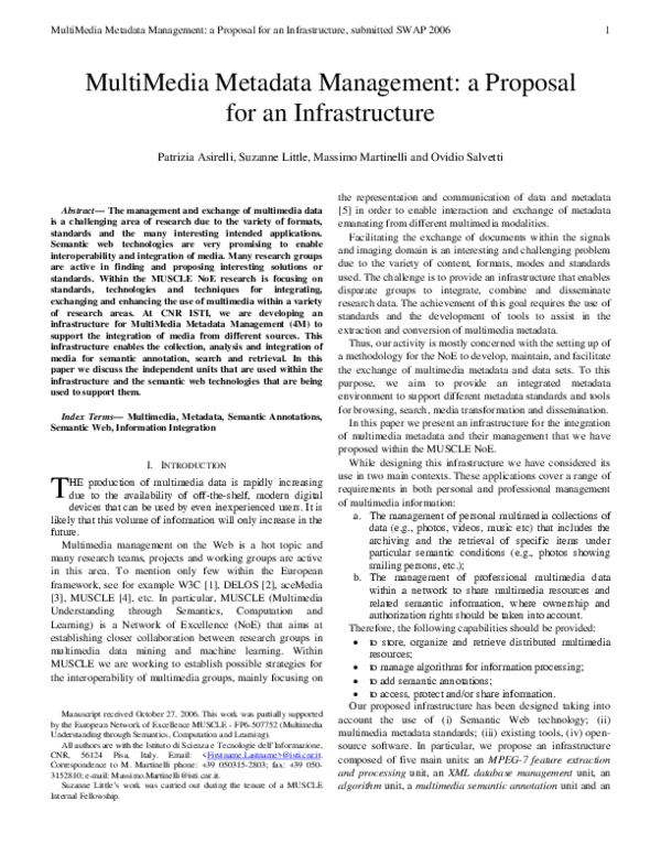 (PDF) MultiMedia Metadata Management: a Proposal for an Infrastructure