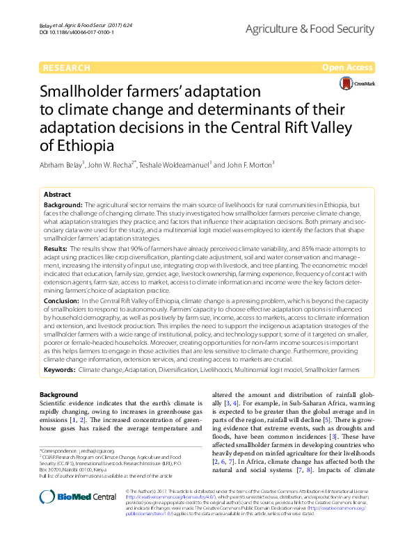 (PDF) Smallholder farmers’ adaptation to climate change and ...