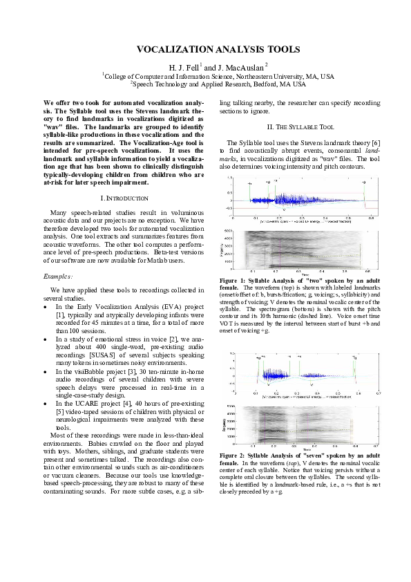 (PDF) Vocalization analysis tools