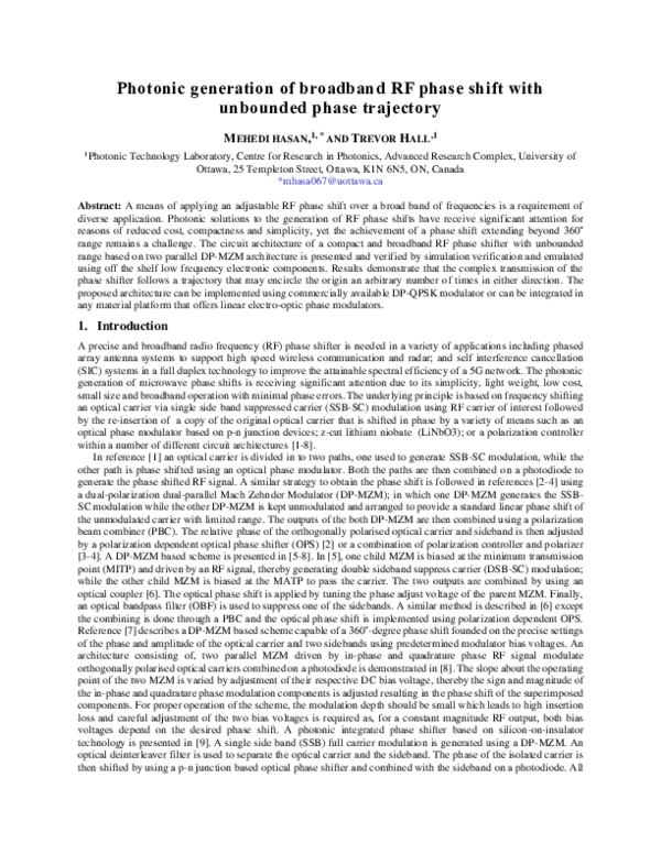 (PDF) Photonic generation of broadband RF phase shift with unbounded ...