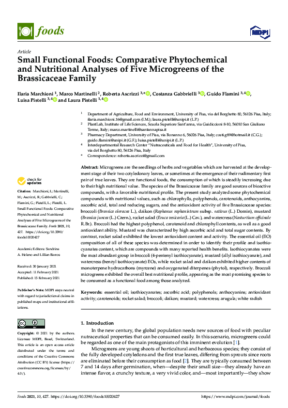 (PDF) Small Functional Foods: Comparative Phytochemical and Nutritional ...