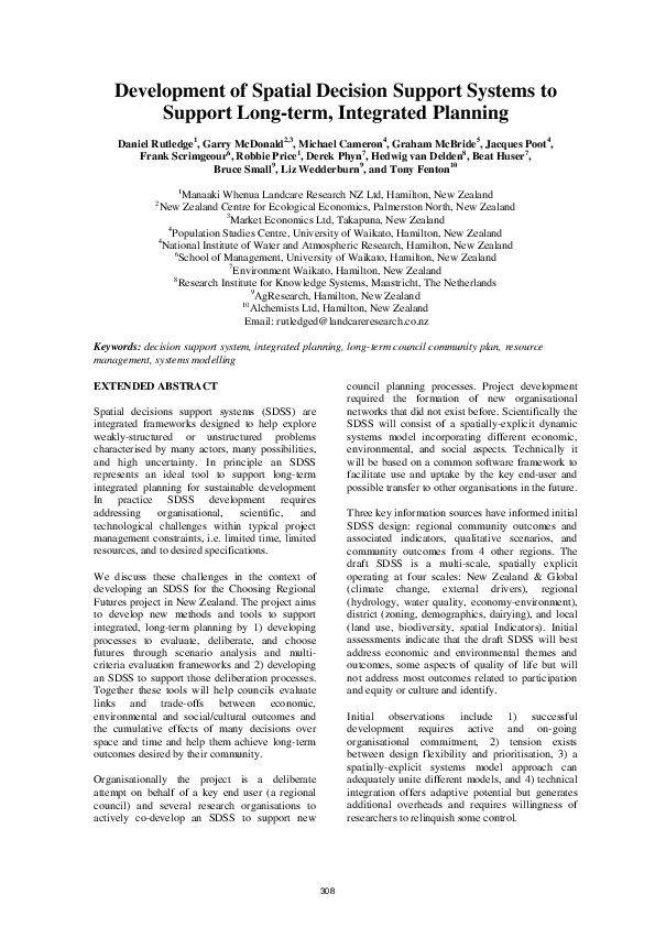 (PDF) Development of Spatial Decision Support Systems to Support Long ...