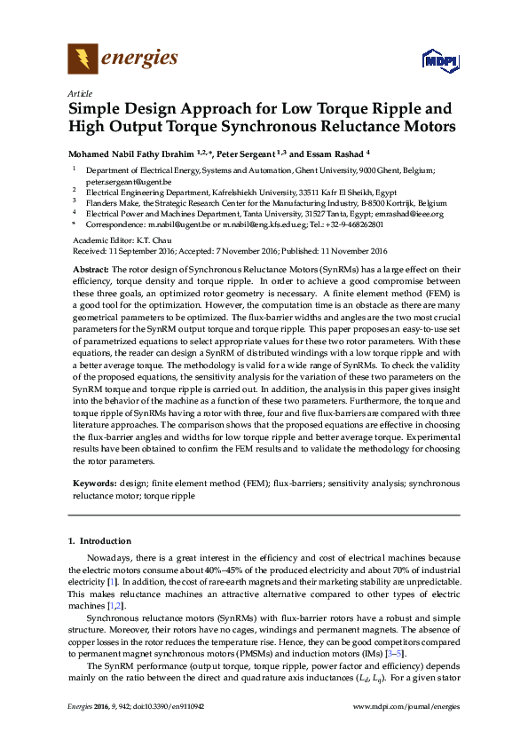 (PDF) Simple Design Approach for Low Torque Ripple and High Output ...