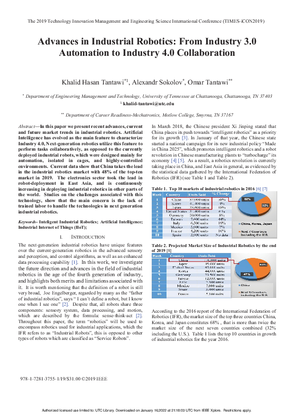 (PDF) Advances in Industrial Robotics: From Industry 3.0 Automation to ...