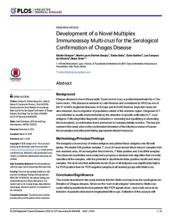 (PDF) Development of a Novel Multiplex Immunoassay Multi-cruzi for the ...