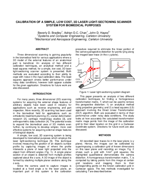 (PDF) Calibration of a Simple, Low Cost, 3d Laser Light-Sectioning ...