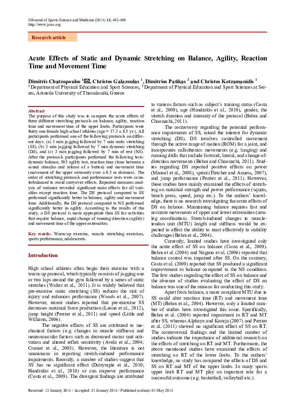 (PDF) Acute effects of static and dynamic stretching on balance ...