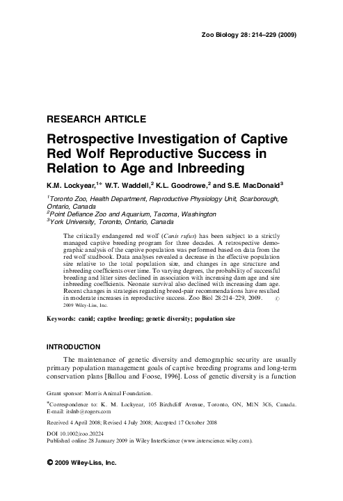 Pdf Red Wolf Reproductive Demographics Suzanne E Macdonald Academia Edu