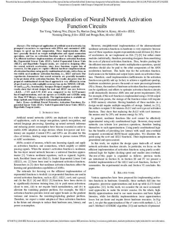 (PDF) Design Space Exploration of Neural Network Activation Function ...