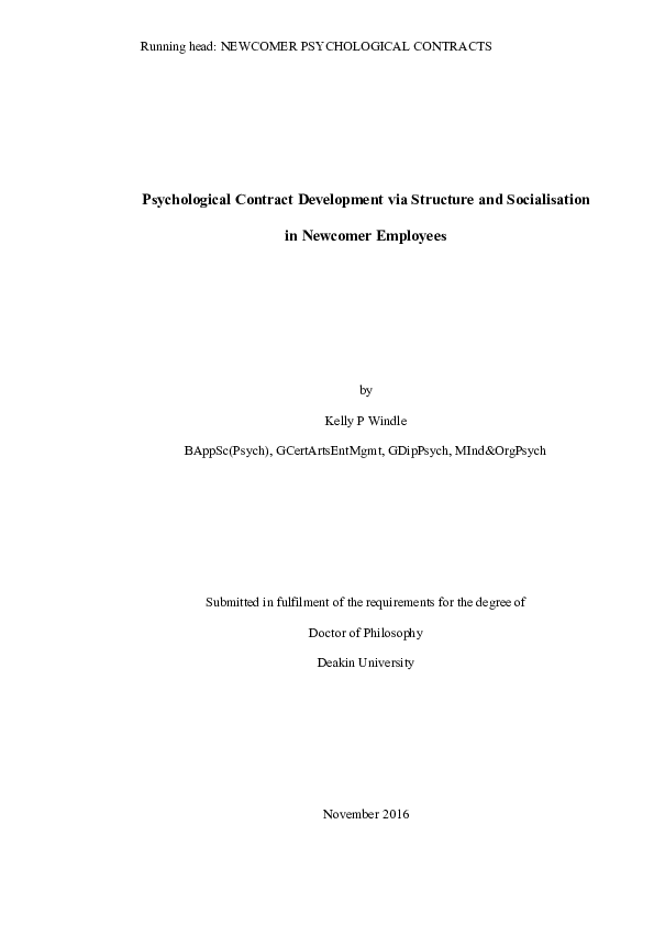 PDF) Psychological contract development via structure and