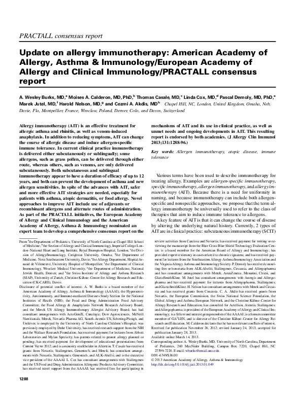 (PDF) Update on allergy immunotherapy American Academy of Allergy
