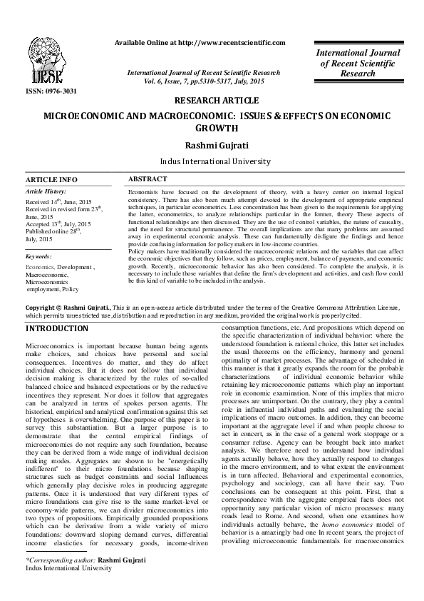  PDF Microeconomic And Macroeconomic Issues Effects On Economic 