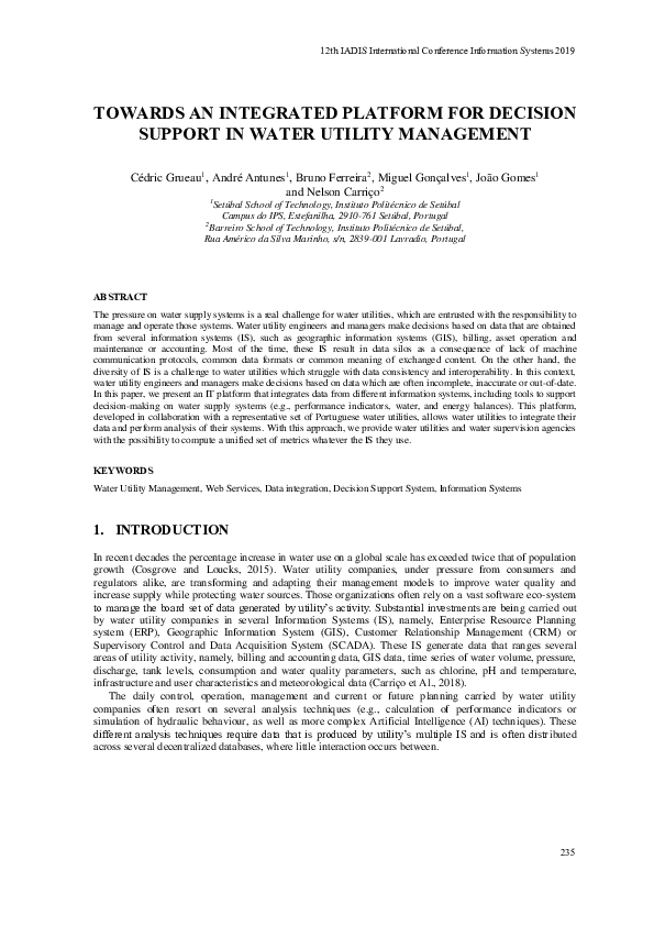 (PDF) Towards an Integrated Platform for Decision Support in Water ...
