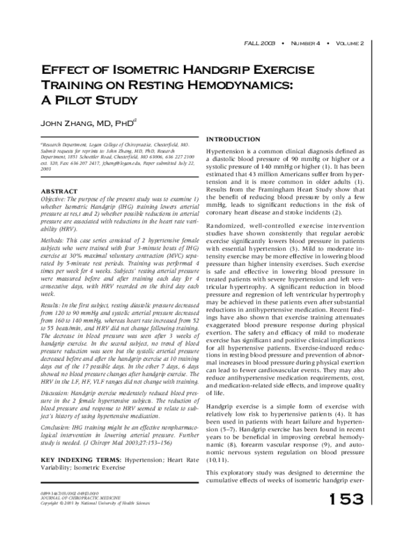 (PDF) Effect of Isometric Handgrip Exercise Training on Resting ...