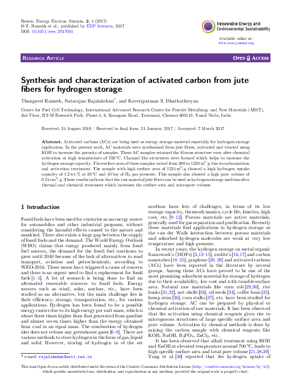 (PDF) Synthesis and characterization of activated carbon from jute fi ...
