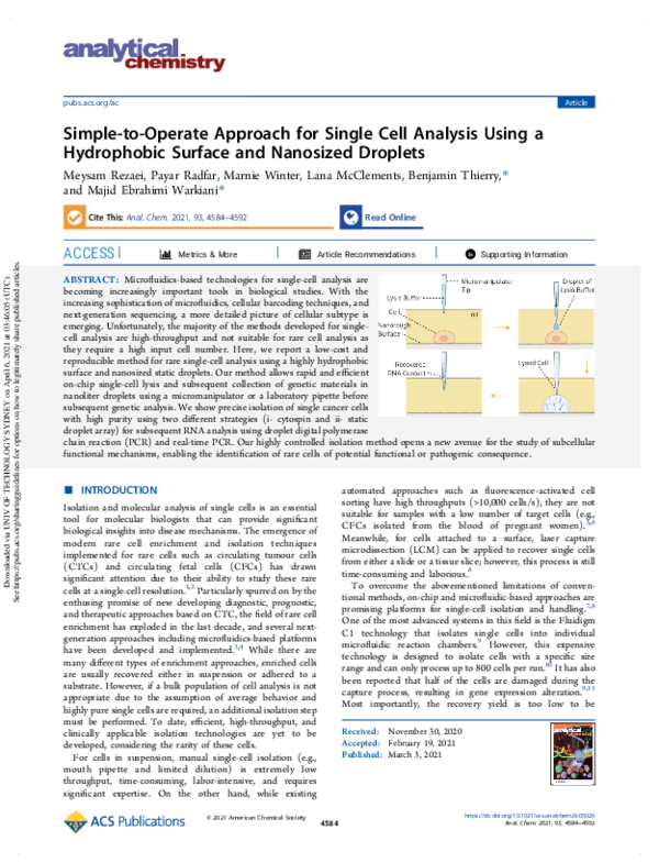 (PDF) Simple-to-Operate Approach for Single Cell Analysis Using a ...