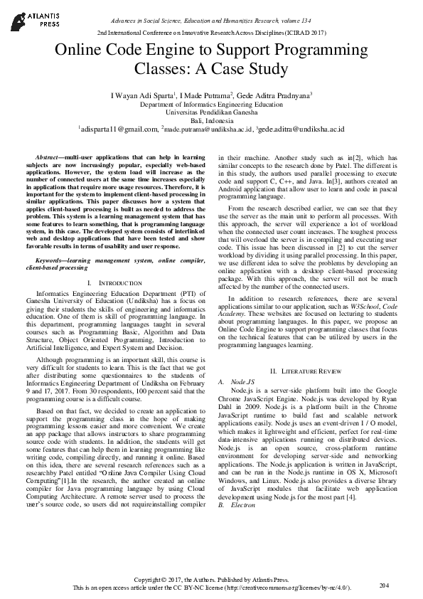 (PDF) Online Code Engine to Support Programming Classes: A Case Study