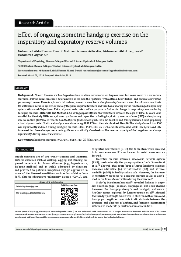 (PDF) Effect of ongoing isometric handgrip exercise on the inspiratory ...